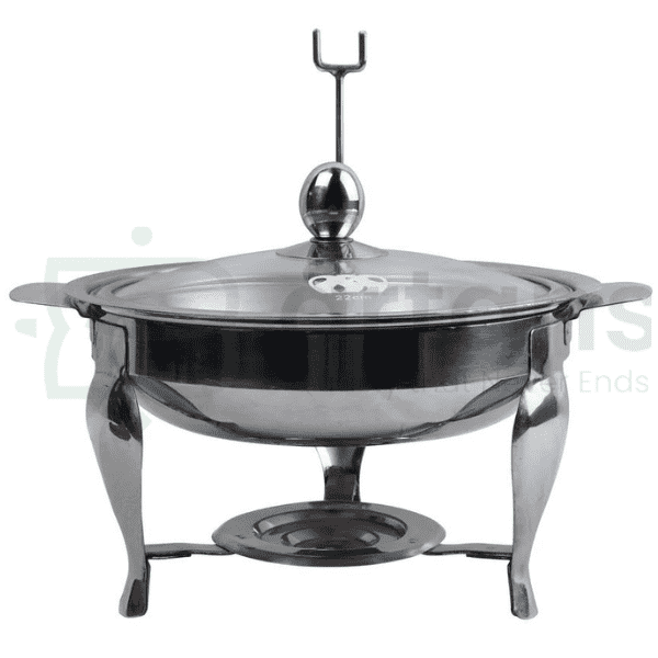 Al-Ansar Stainless Steel Food Warming 24CM Serving Chafing Dishes with Tea Light Candles & Glass Lids.