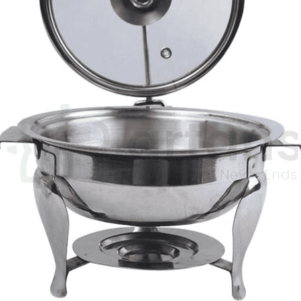 Al-Ansar Stainless Steel Food Warming 28CM Serving Chafing Dishes with Tea Light Candles & Glass Lids.