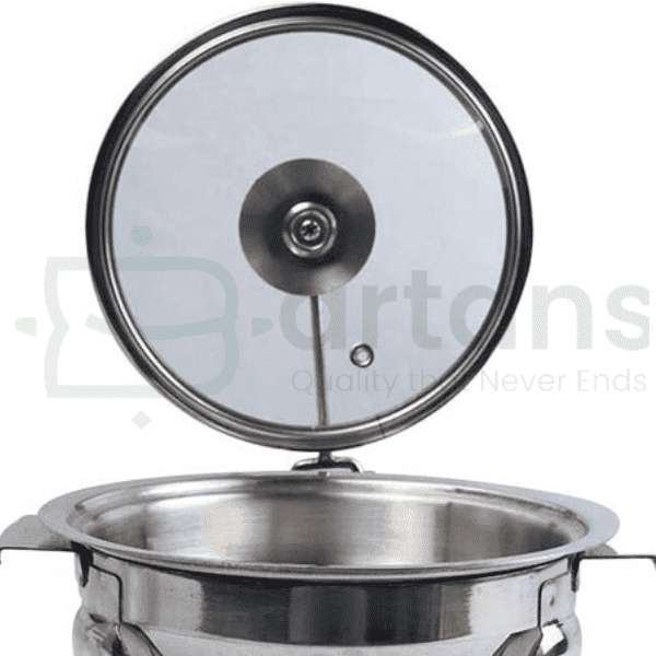 Al-Ansar Stainless Steel Food Warming 22CM Serving Chafing Dishes with Tea Light Candles & Glass Lids.