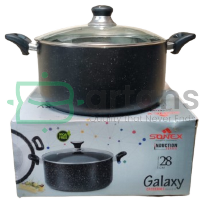 Sonex Induction Nonstick Cooking Pot 28CM Galaxy Casseroles with Glass Lids.