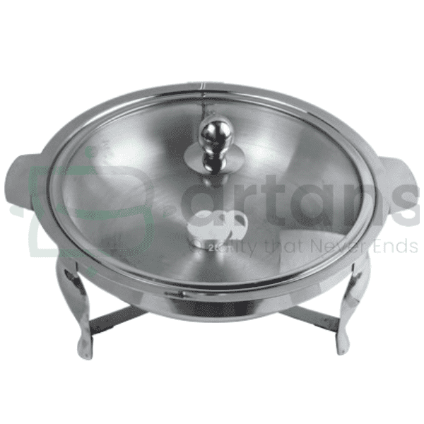 Al-Ansar Stainless Steel Food Warming 22CM Serving Chafing Dishes with Tea Light Candles & Glass Lids.