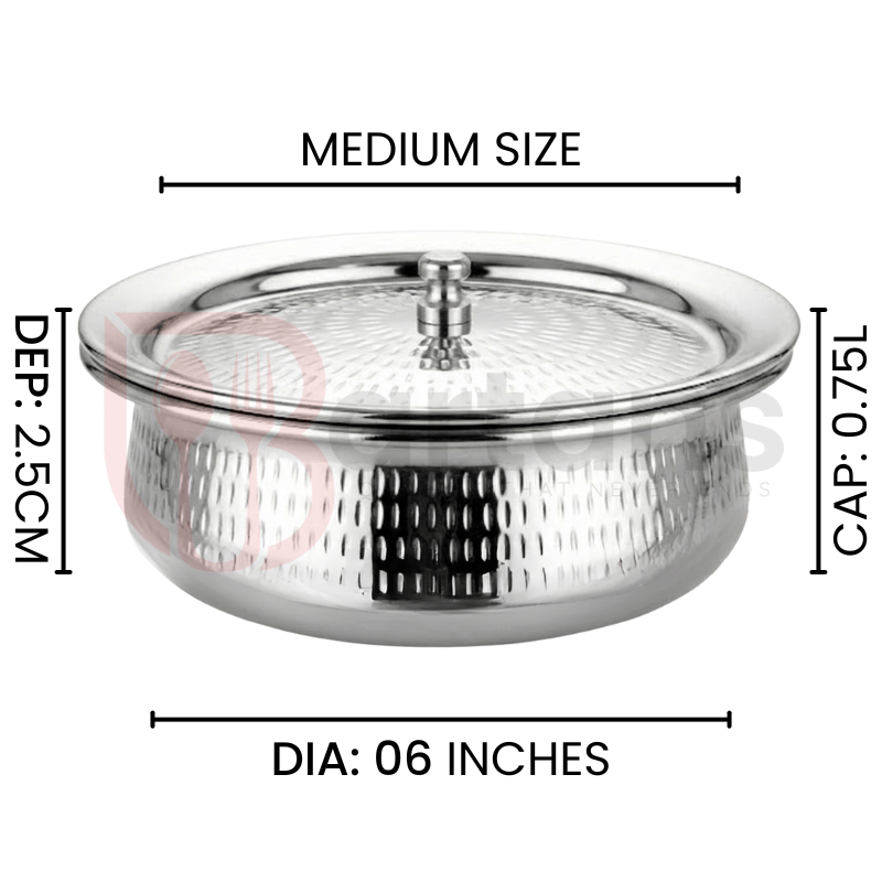 Stainless Steel Premium Quality Hammered Serving Handi
