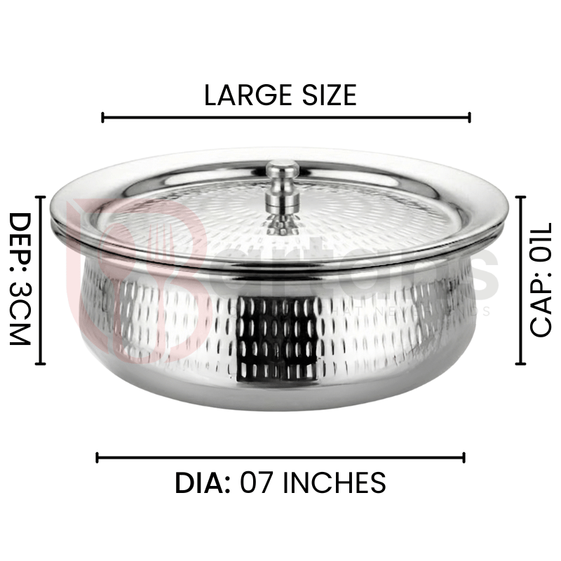 Stainless Steel Premium Quality Hammered Serving Handi