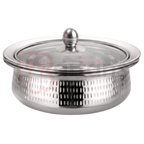 Stainless Steel Premium Quality Hammered Serving Handi with Glass Lids 01
