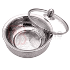 Stainless Steel Premium Quality Hammered Serving Handi with Glass Lids 02