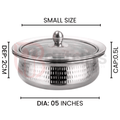 Stainless Steel Premium Quality Hammered Serving Handi with Glass Lids 06