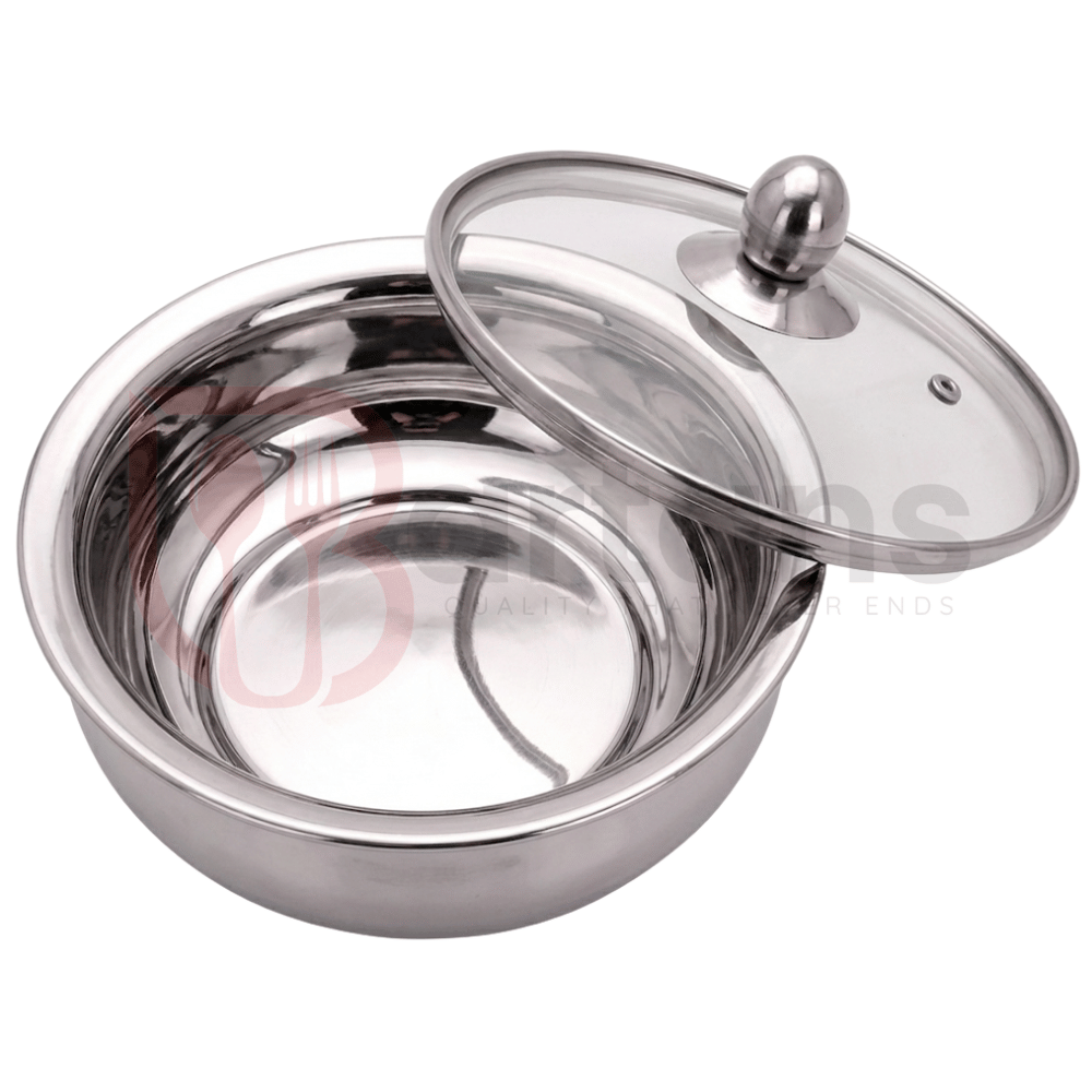 Stainless Steel Premium Quality Serving Handi with Glass Lids