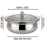 Stainless Steel Premium Quality Serving Handi with Glass Lids